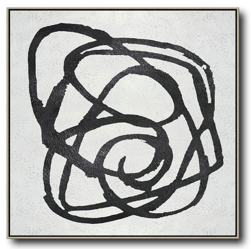 Original Abstract Painting Extra Large Canvas Art,Oversized Minimal Black And White Painting - Original Art Acrylic Painting